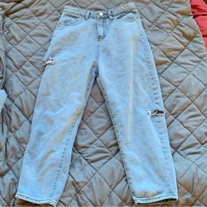 Light blue high rise mom jeans